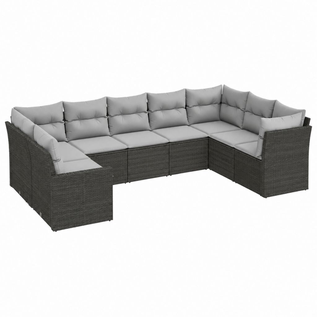 Modulares Gartensofa Set dunkelgrau PE-Rattan U-Form 280 x 210 x 85 cm