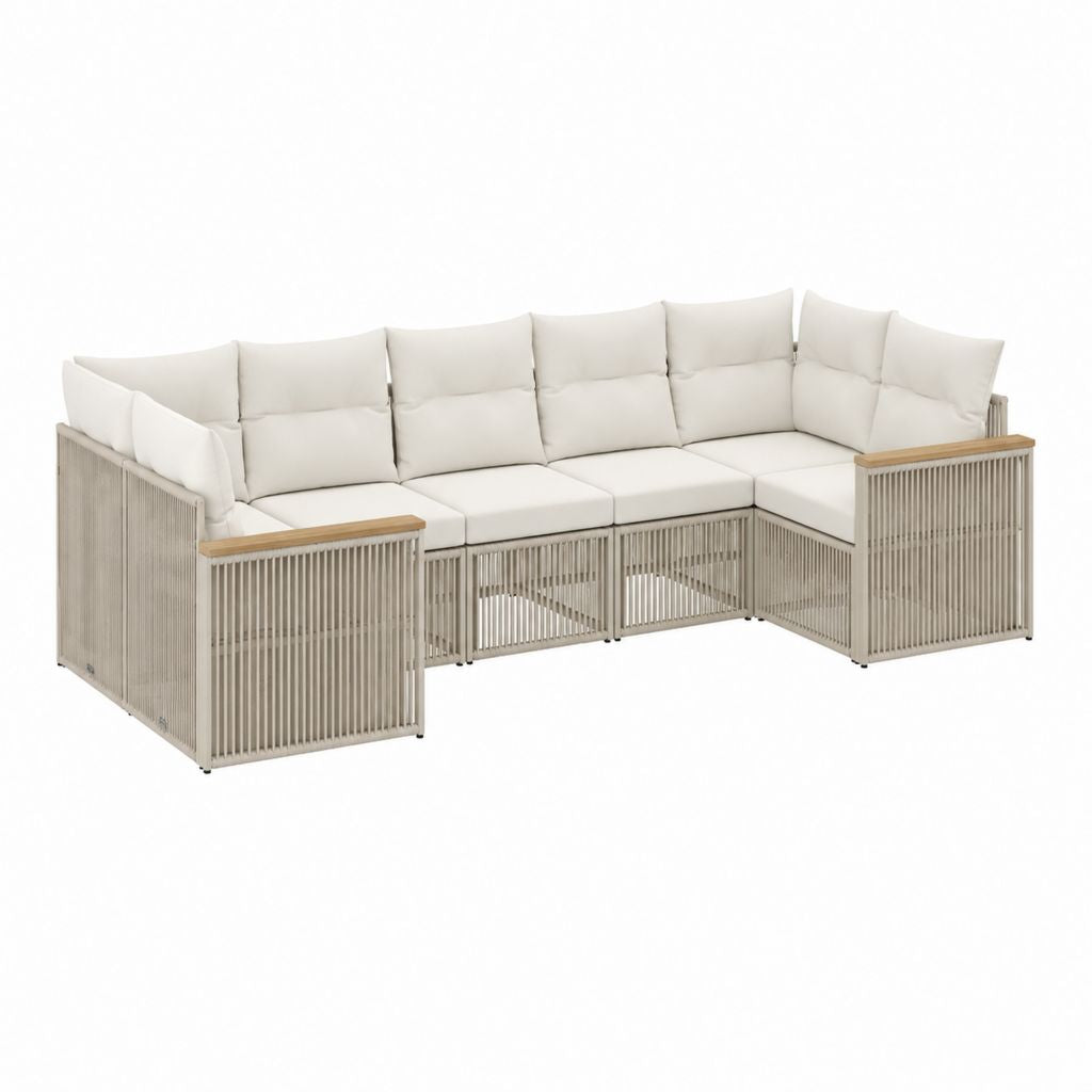 Garten Ecksofa 5-Sitzer Beige mit Aluminiumgestell und Polypropylen-Seilgeflecht 280 x 210 x 78 cm