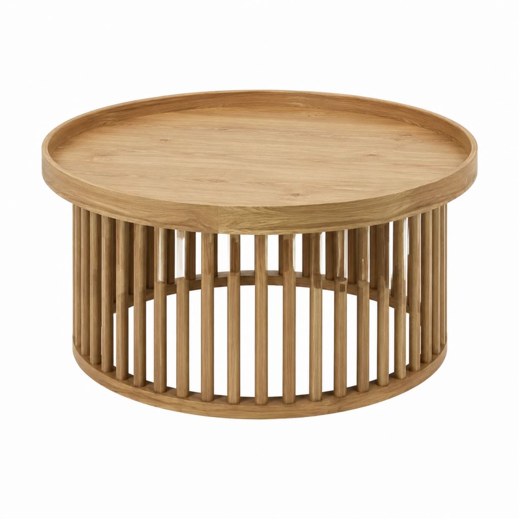 Couchtisch Eiche massiv Natur rund Ø 70 x 40 cm