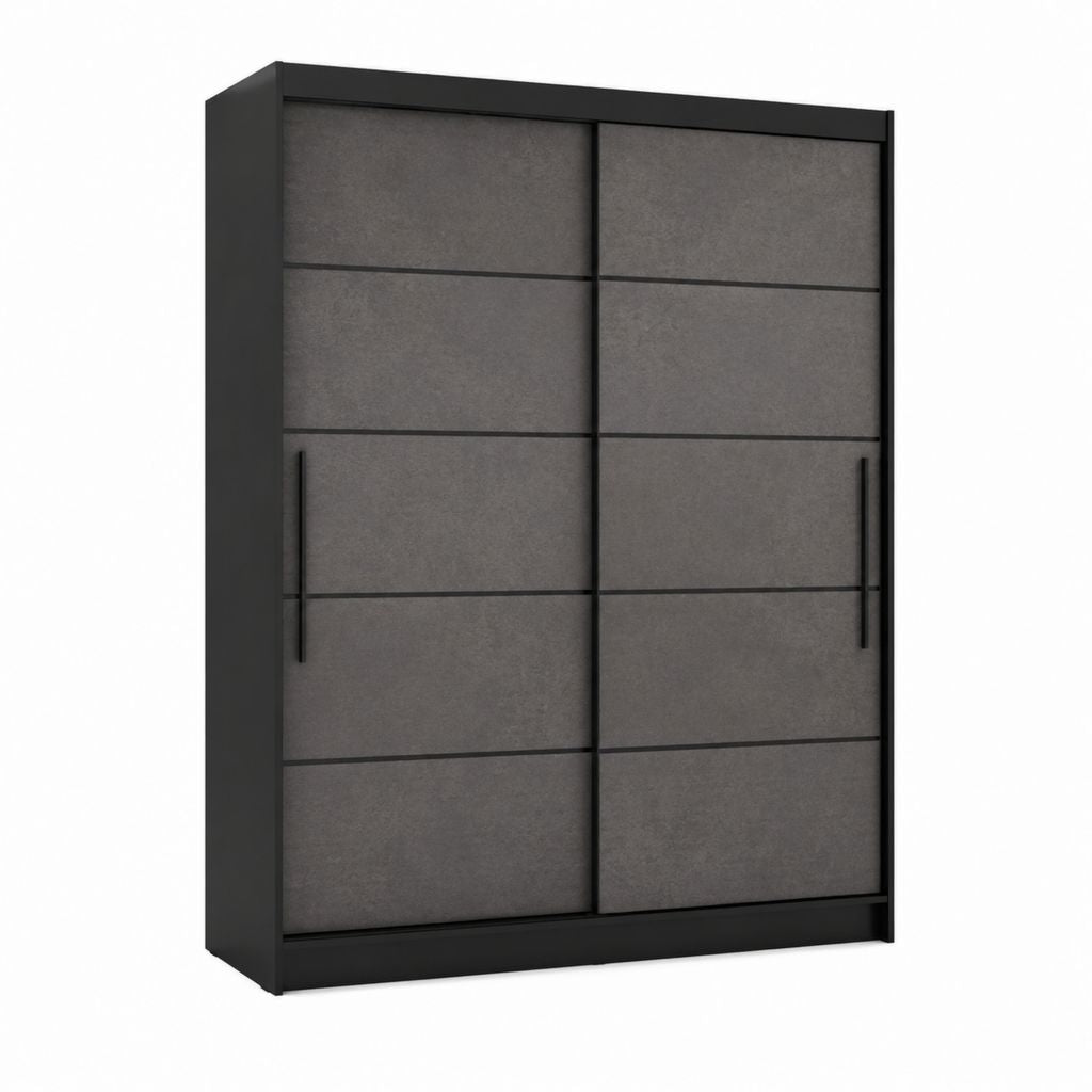 Schwebetürenschrank 200 x 200 x 60 cm Anthrazit Betonoptik Spanplatte mit 2 Schiebetüren