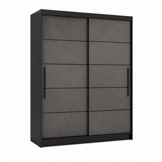 Schwebetürenschrank 200 x 200 x 60 cm Anthrazit Betonoptik Spanplatte mit 2 Schiebetüren