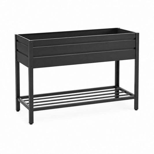 Hochbeet Pflanzkasten auf Beinen Schwarz pulverbeschichteter Stahl rechteckig 100 x 40 x 80 cm