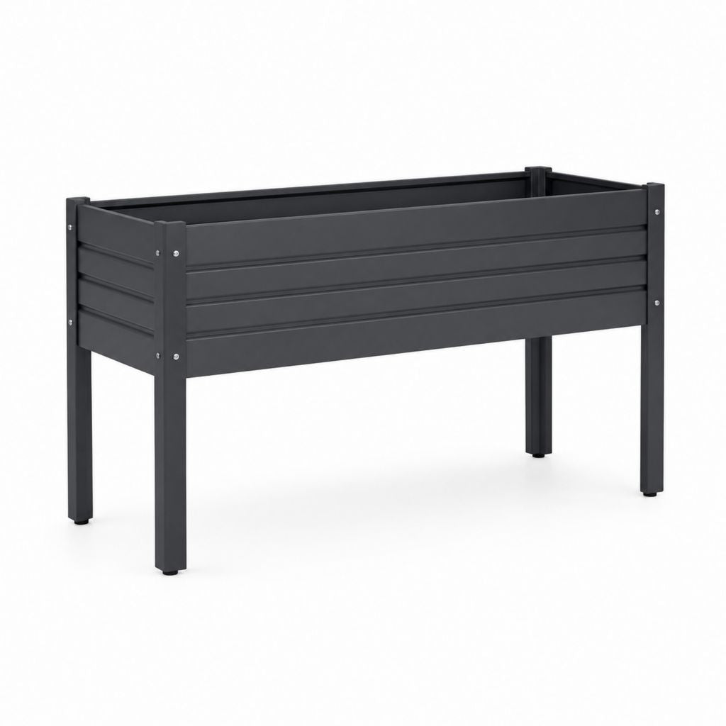 Hochbeet Anthrazit aus pulverbeschichtetem verzinktem Stahl rechteckig 120 x 60 x 80 cm