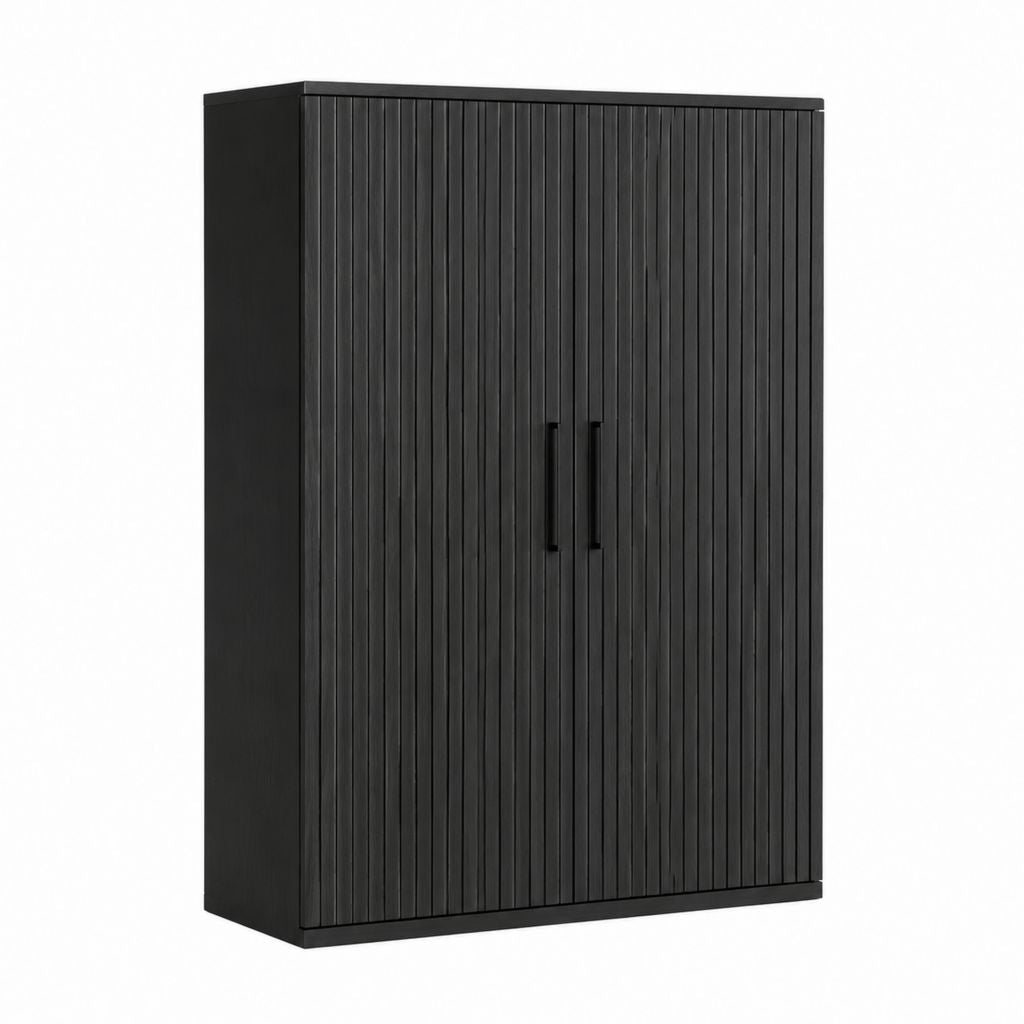 Kleiderschrank mit 2 Drehtüren Schwarz MDF und Spanplatte rechteckig 100 x 55 x 200 cm