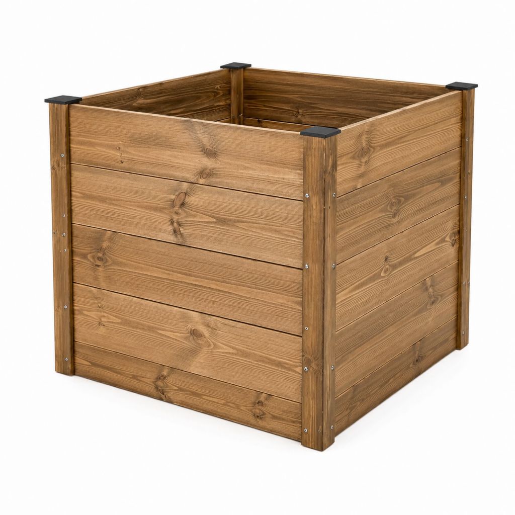 Hochbeet quadratisch braun aus massivem Kiefernholz 80 x 80 x 80 cm