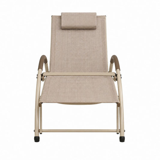 Klappbare Gartenliege Beige aus Stahl und PVC-beschichtetem Polyester mit Kopfkissen 58 x 75 x 110 cm