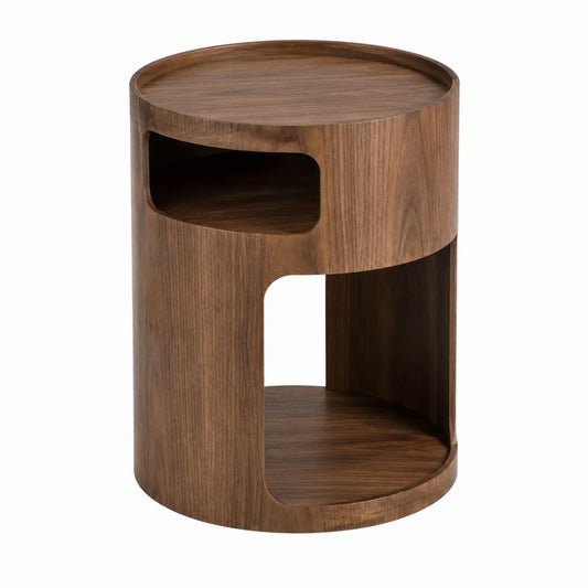Beistelltisch rund in Walnussbraun aus MDF mit Walnussfurnier Ø 40 x 50 cm